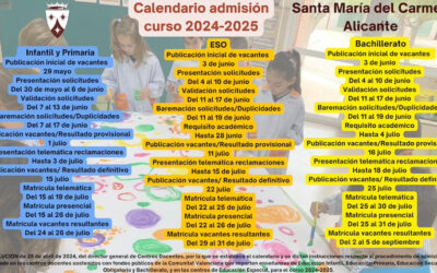 Calendario de admisión para el curso 2024/2025