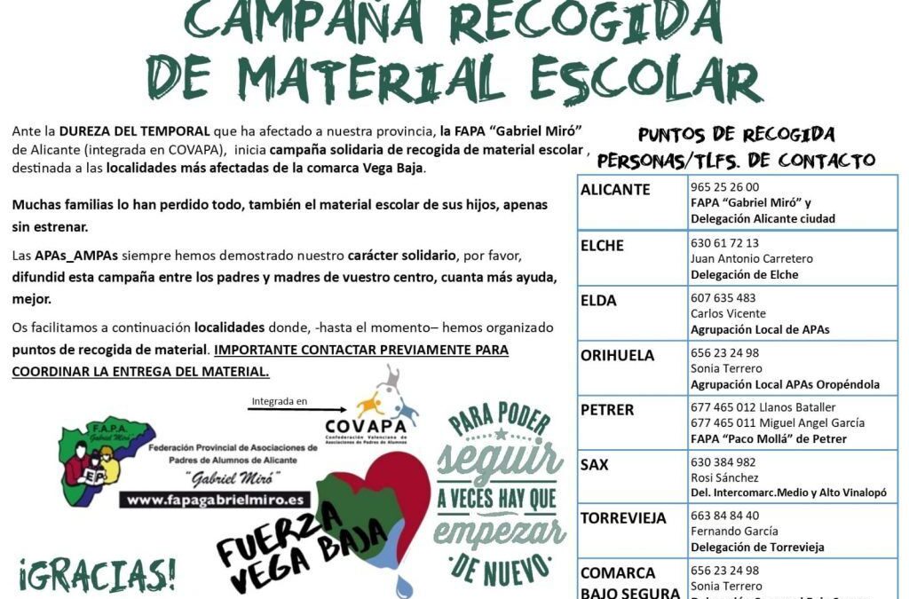 DANA: Solidaridad en forma de material escolar