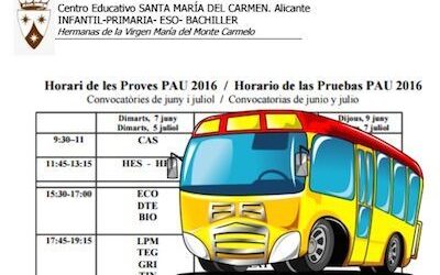 2º Bach: Horarios PAU y autobús