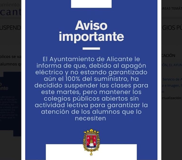 Se suspenden las clases debido al apagón de ayer